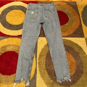 AGOLDE Nico High Rise Slim Jeans Frayed Bottom in Rooted Button Fly Size 28